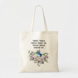Bolsa Tote Shabby chic flowers art and selflove quote