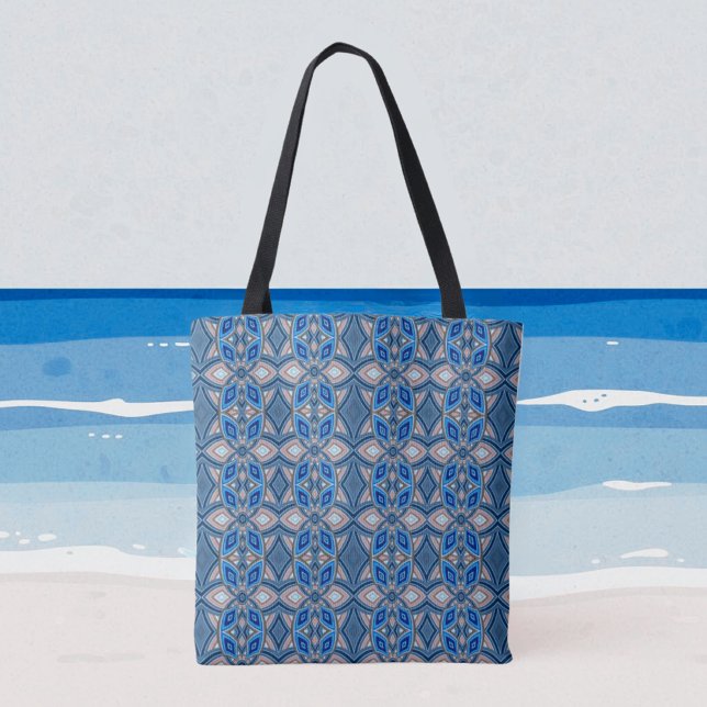 Bolsa Tote Shades of Blue and Beige Boho (Criador carregado)
