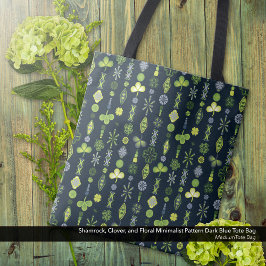 Bolsa Tote Shamrock Clover Mínimo Padrão Moderno Escuro Azul