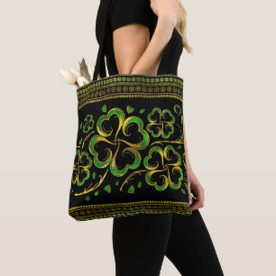 Bolsa Tote Shamrock Irlandês - Quatro Folhas de Vaca