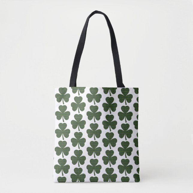 Bolsa Tote Shamrock Shape Plaid Dark Green (Frente)