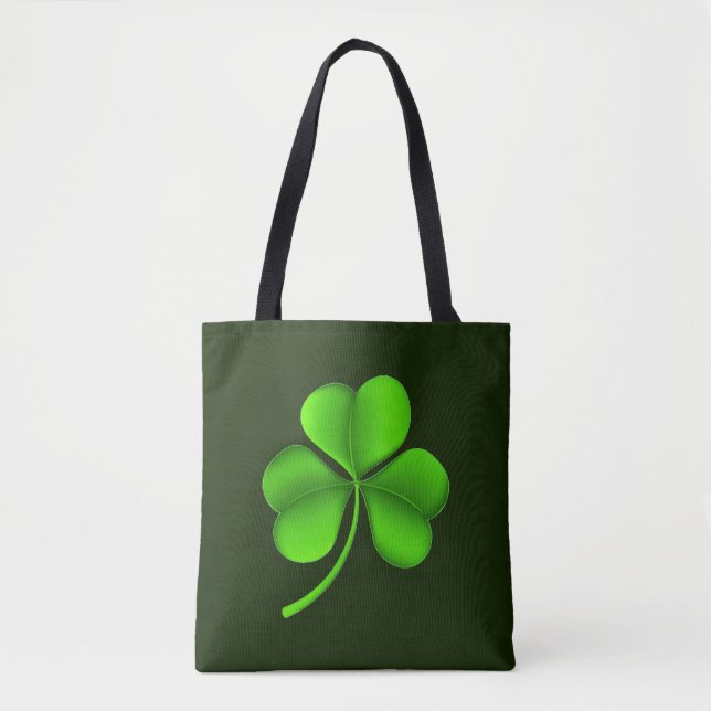 Bolsa Tote Shamrock Verde no Ponto Verde Escuro (Frente)