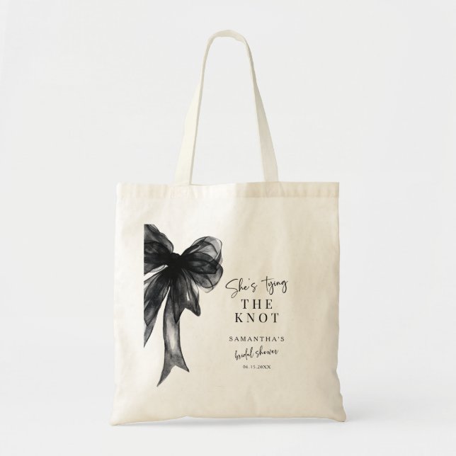 Bolsa Tote She’s Tying The Knot Black Bow Bridal Shower (Frente)