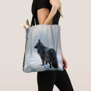 Bolsa Tote Sheepdog belga deixa nevar o Natal