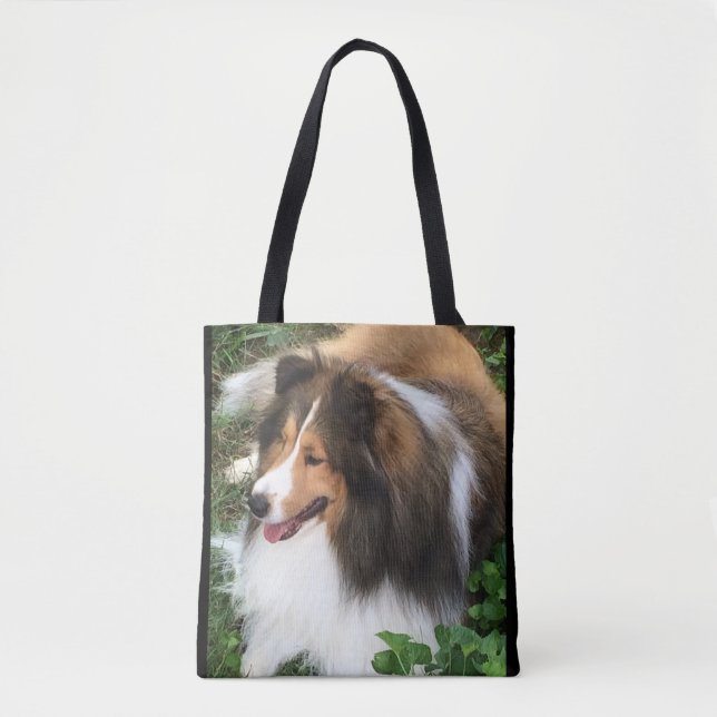 Bolsa Tote Sheepdog de Shetland, viciado Totebag de Sheltie (Frente)