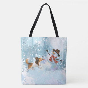 Bolsa Tote Sheldon o Sheltie e o Boneco de Neve