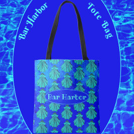 Bolsa Tote Shell bar Harbor Maine Bold Blue Scallop