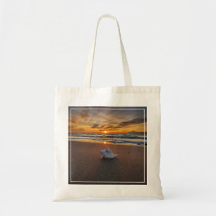 Bolsa Tote Shell na praia na ilha do por do sol Kos