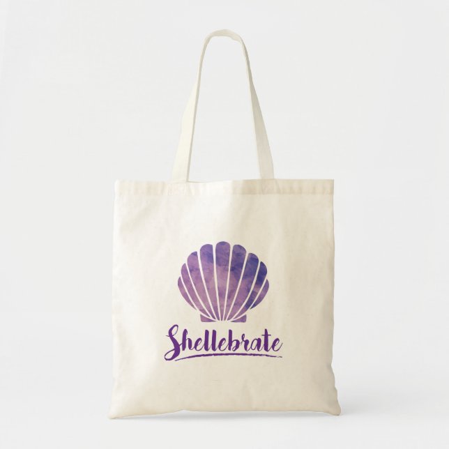 Bolsa Tote Shellebrate Seashell Pun Beach Party (Frente)