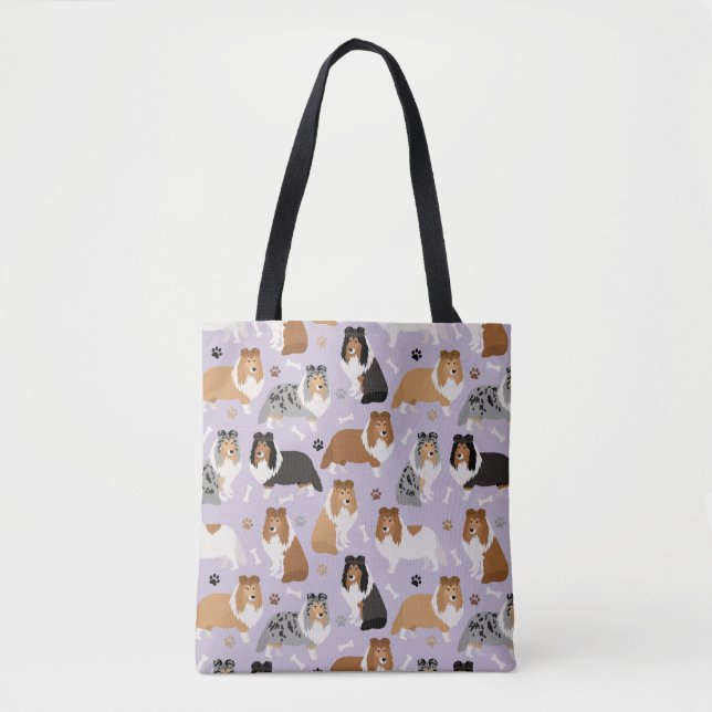 Bolsa Tote Sheltie Bones e Paws Token Bag (Frente)