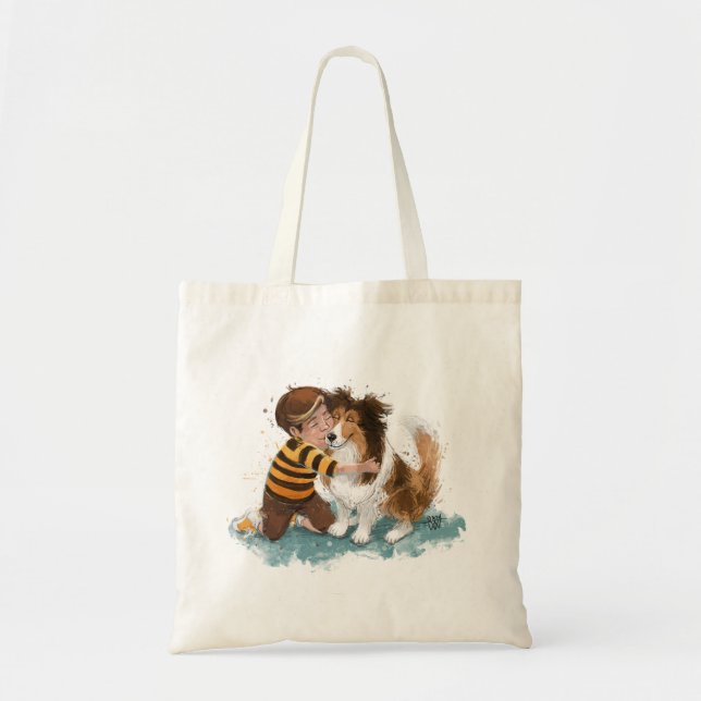 Bolsa Tote Sheltie e Boy Dog Hug (Frente)
