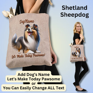 Bolsa Tote Shetland Sheepdog - Adicionar o nome do cão, Alter