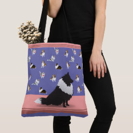 Bolsa Tote Shetland Sheepdog: Black Sheltie on Purple