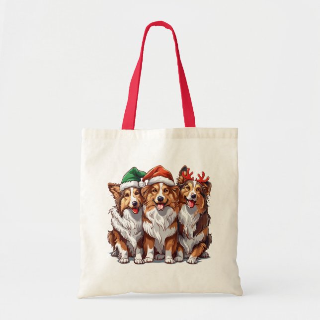 Bolsa Tote Shetland Sheepdog do Natal (Frente)