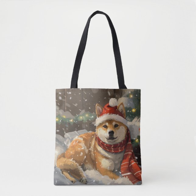 Bolsa Tote Shiba Inu Cão Festivo (Frente)