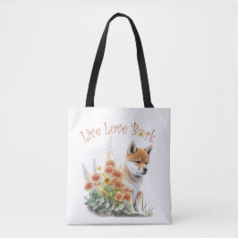 Bolsa Tote Shiba Inu Cão Mãe Floral