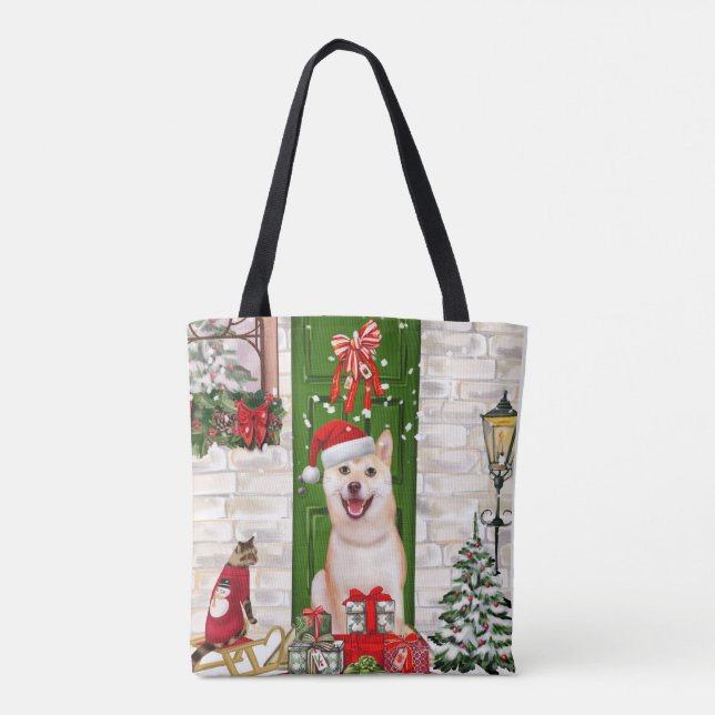 Bolsa Tote Shiba Inu Dog Natal (Verso)