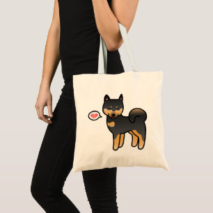 Bolsa Tote Shiba Inu Love, Cartoon Preto E Tan