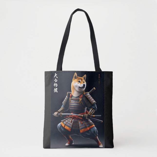 Bolsa Tote Shiba Inu Samurai Guerreiro Japonês Arte Elegante (Frente)