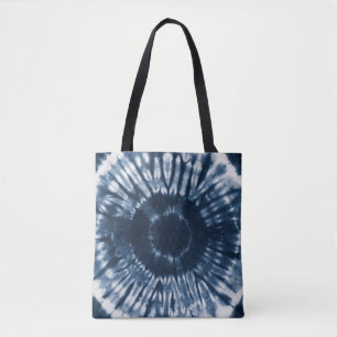 Bolsa Tote Shibori mão-tingido moderno do azul de índigo