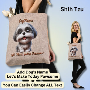 Bolsa Tote Shih Tzu - Adicionar o nome do cão, Alterar texto