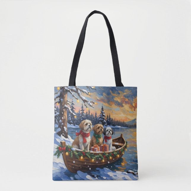 Bolsa Tote Shih Tzu Christmas Boat Holiday (Frente)