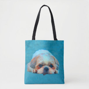 Bolsa Tote Shih Tzu Dog Aquarela Retrato