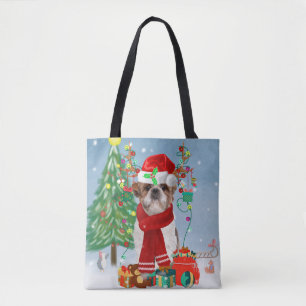 Bolsa Tote Shih Tzu Dog no Natal da Neve