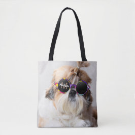 Bolsa Tote Shih Tzu Legal e divertido Monograma Personalizado