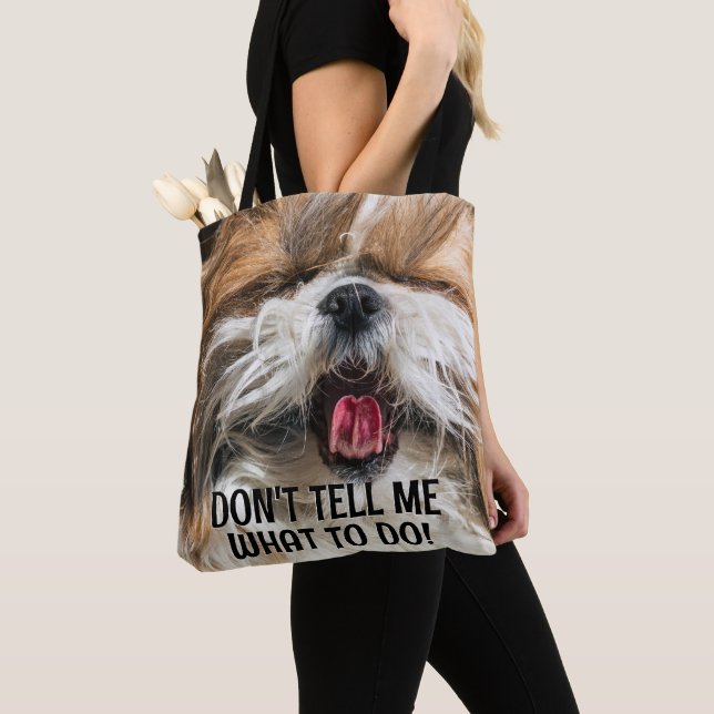 Bolsa Tote Shih tzu lingua engraçada Não me diga o que fazer (Close Up)