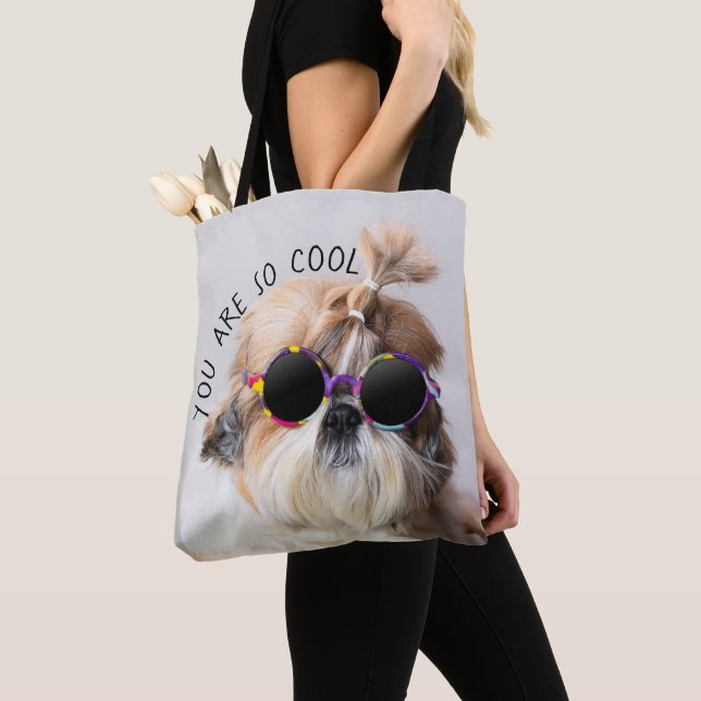Bolsa Tote Shih Tzu Você é tão Legal e divertido Óculos de so (Close Up)