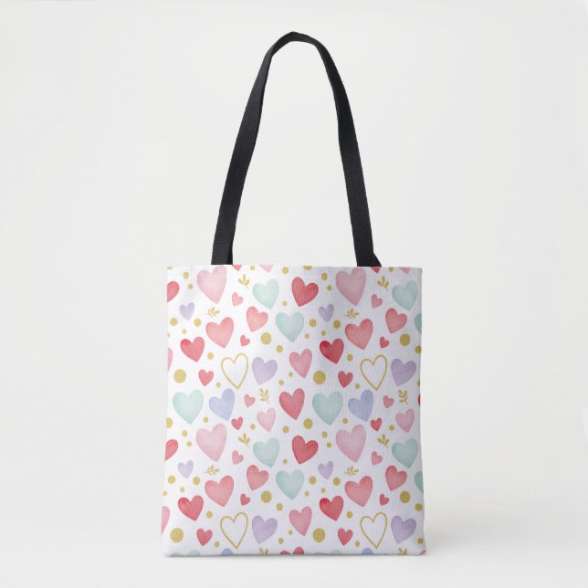 Bolsa Tote Shimmering Watercolor Sweethearts (Frente)