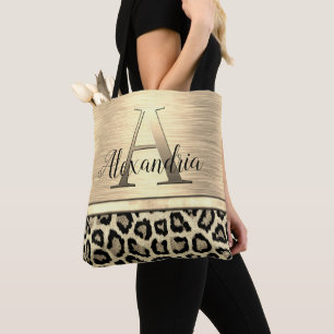 Bolsa Tote Shimmery Gold Monogram Leopard