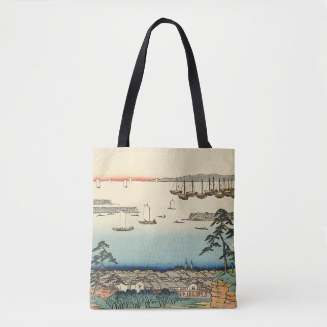 Bolsa Tote Shinagawa, Japão: Impressão de Bloco de Madeira Vi (Frente)