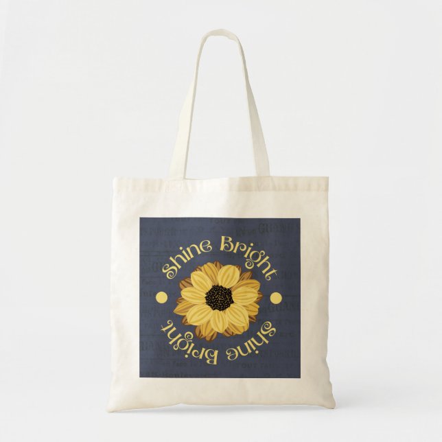 Bolsa Tote Shine Bright Sunflower on Blue (Frente)