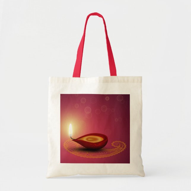 Bolsa Tote Shiny Happy Diwali Diya - Saco (Frente)