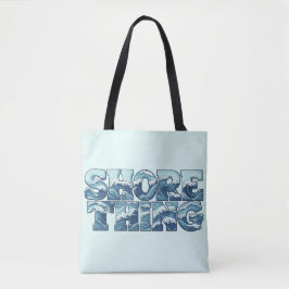 Bolsa Tote Shore Thing | Retro Blue Ocean Waves Graphic Beach