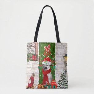 Bolsa Tote Siberian Husky Dog Christmas