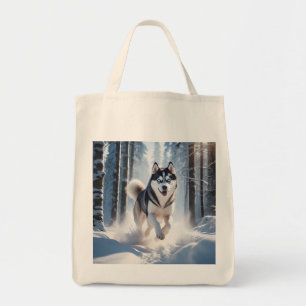 Bolsa Tote Siberian Husky Elegant Grocery Tote Bag