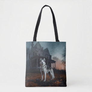 Bolsa Tote Siberian Husky Halloween Scary