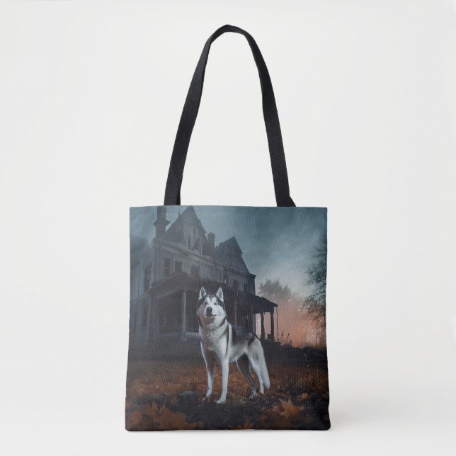 Bolsa Tote Siberian Husky Halloween Scary (Frente)