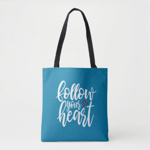 Bolsa Tote Siga a citação do seu Dia de os namorados cardíaco