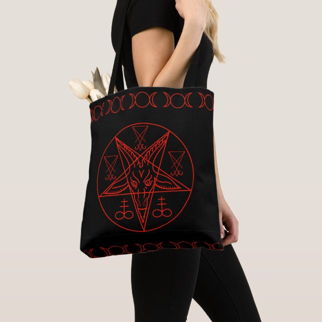 Bolsa Tote Sigil de Baphomet, Sigil de Lucifer e Leviathan (Close Up)