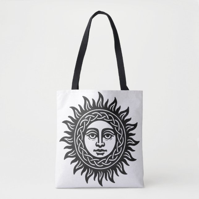 Bolsa Tote Sigilo do Rosto Solar – Emblema do Sol Negro (Frente)