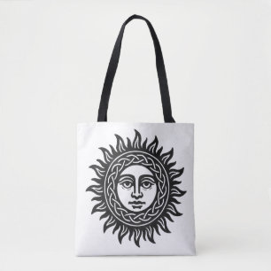 Bolsa Tote Sigilo Solar Visage – Camiseta Emblema do Sol Negr