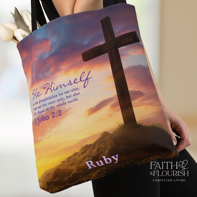 Bolsa Tote Sihouette Cross na Escritura de Dusk Personalizada (Criador carregado)
