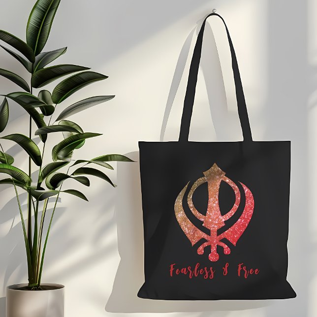 Bolsa Tote Sikh Khanda "Sem medo e livre" (Criador carregado)