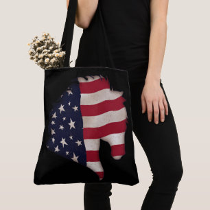 Bolsa Tote Sílaba de Cavalo com Bandeira Americana