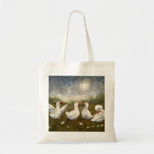 Bolsa Tote Silêncio Quack: Ganso Noite Estrelada Pato Branco