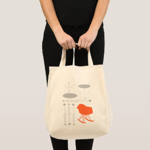 Bolsa Tote Silhouette de padrão da Cinza do século médio